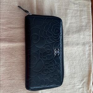 Chanel Black Embossed Camille Wallet